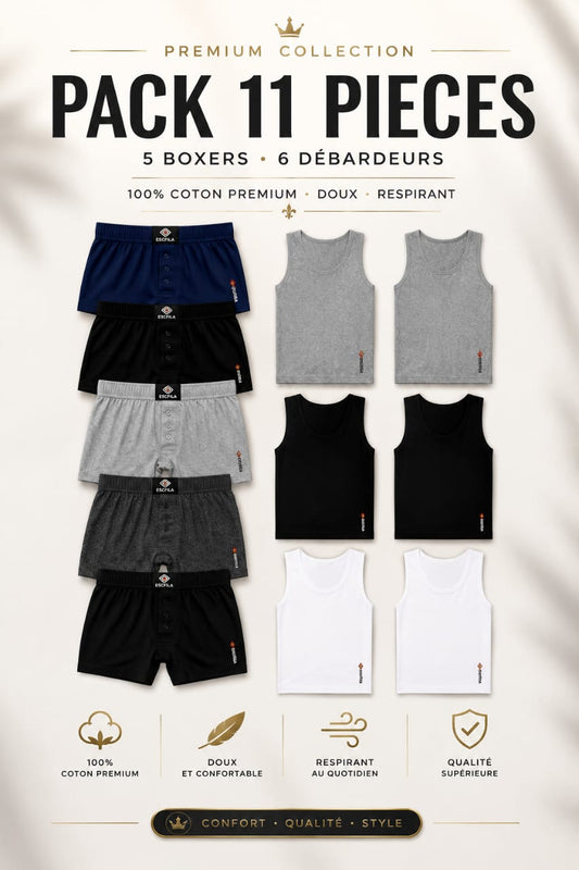 PACK 11 PIÈCES ESPIRO  5 BOXERS • 6 DÉBARDEURS